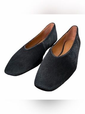 Madewell Black Calf Hair Pointed Ballet Flats